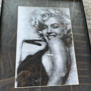 MARILYN MONROE POSTER Framed Black and White Portrait Art